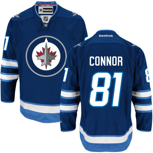 Mens Reebok Winnipeg Jets 81 Kyle Connor Authentic Navy Blue Home NHL Jersey